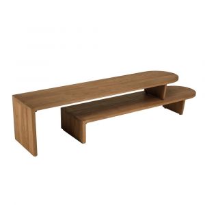 Meuble TV modulable en bois de teck recycl&eacute; naturel L160