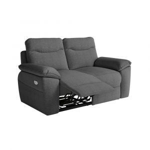 Canap&eacute; de relaxation &eacute;lectrique 2 places tissu textur&eacute; 3D - Gris fonc&eacute;