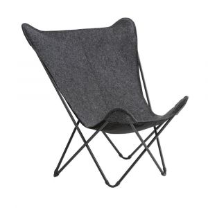 Fauteuil papillon grande largeur en polyester gris L83xl91xH87