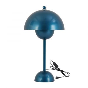 Lampe de table champignon nordique m&eacute;tal bleu marine, E27, H45 cm