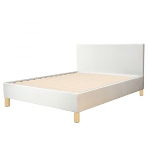 Lit blanc en simili cuir 160x200 cm