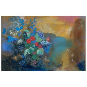 Tableau Oph&eacute;lia parmi les fleurs Odilon Redon 60x90cm