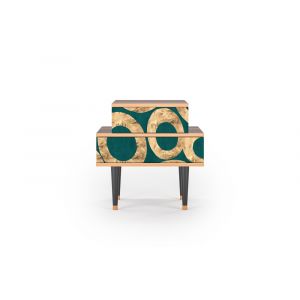 Table de chevet bleu-vert 2 tiroirs L 58 cm