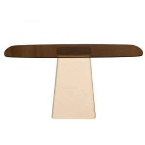 DYLON- Console en Verre fum&eacute; et m&eacute;tal Ivoire