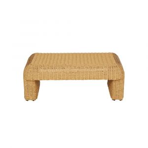 Table basse d'extérieur professionnelle en résine recyclée tressée beige L100