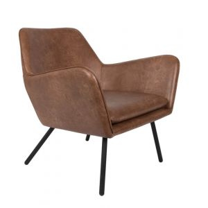 Fauteuil lounge en aspect cuir vintage marron