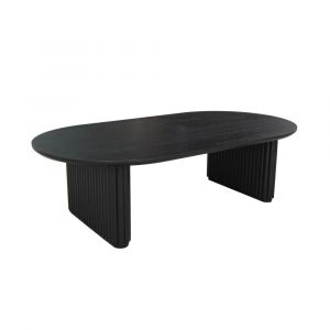 Table basse ovale bois d'h&eacute;v&eacute;a placage ch&ecirc;ne noir