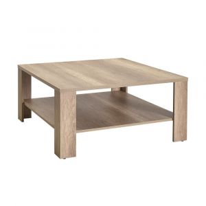 Table basse 1 &eacute;tag&egrave;re L90 cm - Effet Noyer clair
