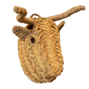 D&eacute;co murale petite t&ecirc;te de taureau en paille osier naturel 18 x 25