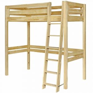 Lit mezzanine 2 places bois massif 140x190 cm