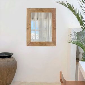 Miroir mural en bois massif couleur ch&ecirc;ne 68x88cm
