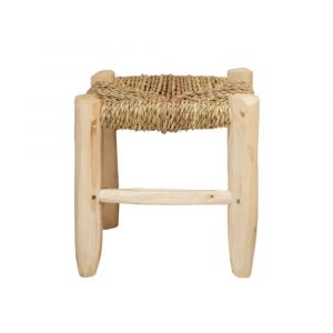Tabouret Marocain bois de laurier -  Osier/Bois - 20 cm