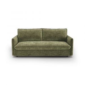 Canap&eacute; convertible express 3 places en velours gaufr&eacute; vert vintage