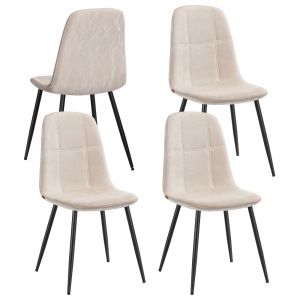 Chaises de salle &agrave; manger lot de 4 tissu chenille blanc