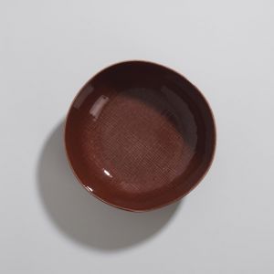 Assiette creuse en c&eacute;ramique caramel