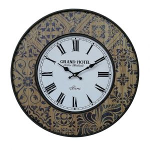 Horloge murale effet bois vintage beige, marron et bleue &Oslash; 50 cm