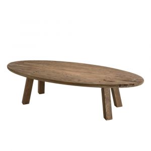 Table basse ovale en pin recycl&eacute; L139