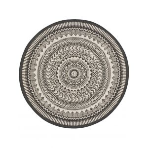 Tapis d'ext&eacute;rieur & int&eacute;rieur noir & blanc D 120 rond