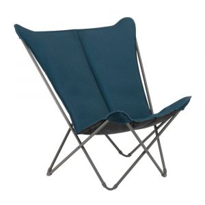 Fauteuil papillon matelass&eacute; grande largeur en acier bleu L83xl91xH87