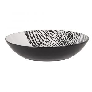Assiette creuse en porcelaine blanche et noire à motifs