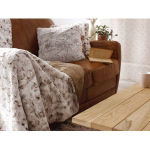 Plaid en imitation fourrure doubl&eacute;e polaire polyester/fourrure taupe