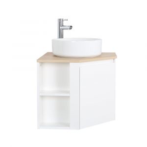 Ensemble meuble sous vasque d'angle  + vasque blanche