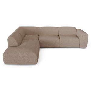 Canap&eacute; 5 places grand angle gauche bouclette taupe