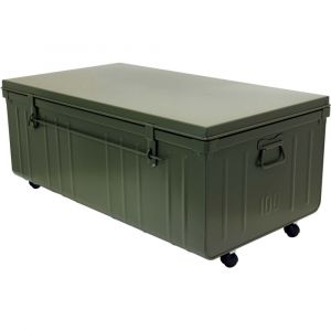 Table basse malle en m&eacute;tal kaki