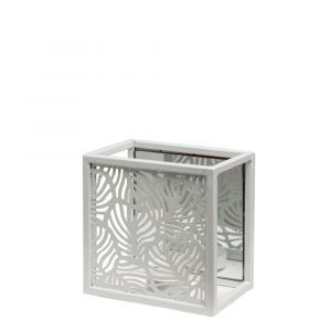 Photophore décoratif avec miroir en verre blanc H15