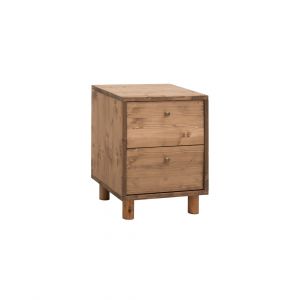 Table de chevet en bois avec deux tiroirs vieilli 50,5x37,5cm