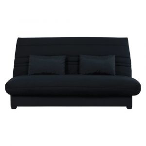 Banquette clic clac convertible 2 places tissu uni noir