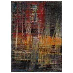 Tapis descente de lit gris/rouge/orange 60x120 cm