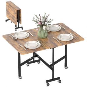 Table pliante cuisine 2 abattants acier brun rustique