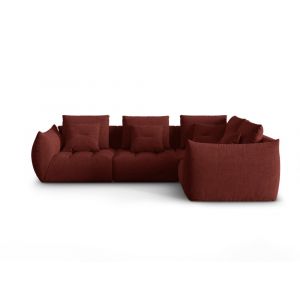 Canap&eacute; d'angle droit modulaire 3 places en tissu structurel rouge