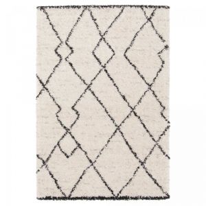 Tapis shaggy 80x150 Noir, &eacute;cru