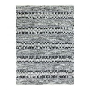 Tapis en coton esprit ethnique noir blanc 120x170