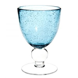 Verre &agrave; vin en verre bull&eacute; bleu