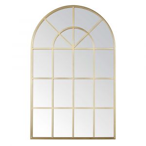 Miroir fen&ecirc;tre arche en m&eacute;tal dor&eacute; 90x140
