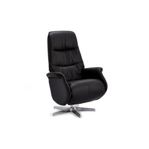 Fauteuil relax pivotant en cuir noir