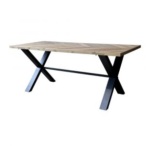 Table à manger en bois marron et fer forgé noir 200 x 90 x 77 cm
