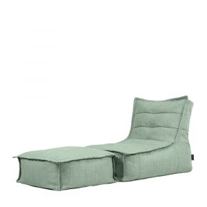 Pouf chauffeuse et repose-pieds d'intérieur et d'extérieur vert sauge