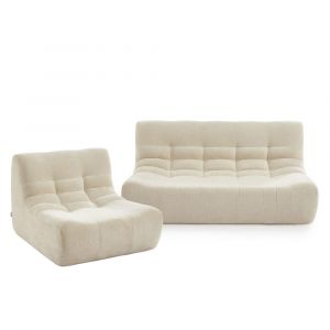 Ensemble banquette et chauffeuse modulable 3 places tissu chenille