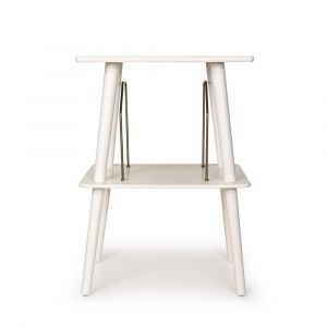 Table en placage blanc avec rangement pour disques vinyle