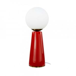 Lampe &agrave; poser en c&eacute;ramique & verre & m&eacute;tal rouge