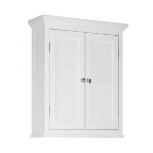 Armoire murale de salle de bain effet bois blanc, porte persienne