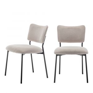 Lot de 2 chaises en tissu et m&eacute;tal - Beige