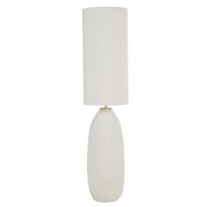 Lampadaire en céramique  et abat jour en polyester recyclé blanc H122