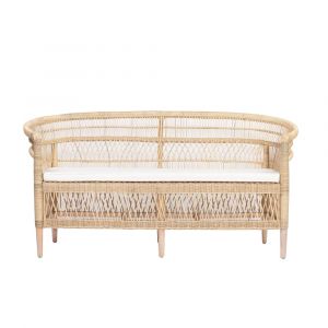 Banquette naturelle en rotin et teck 80x160x67