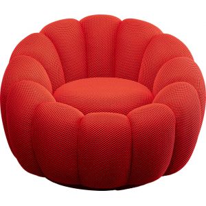Fauteuil pivotant en polyester rouge effet r&eacute;sille