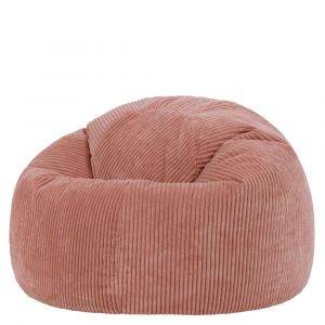 Pouf velours c&ocirc;tel&eacute; rose
